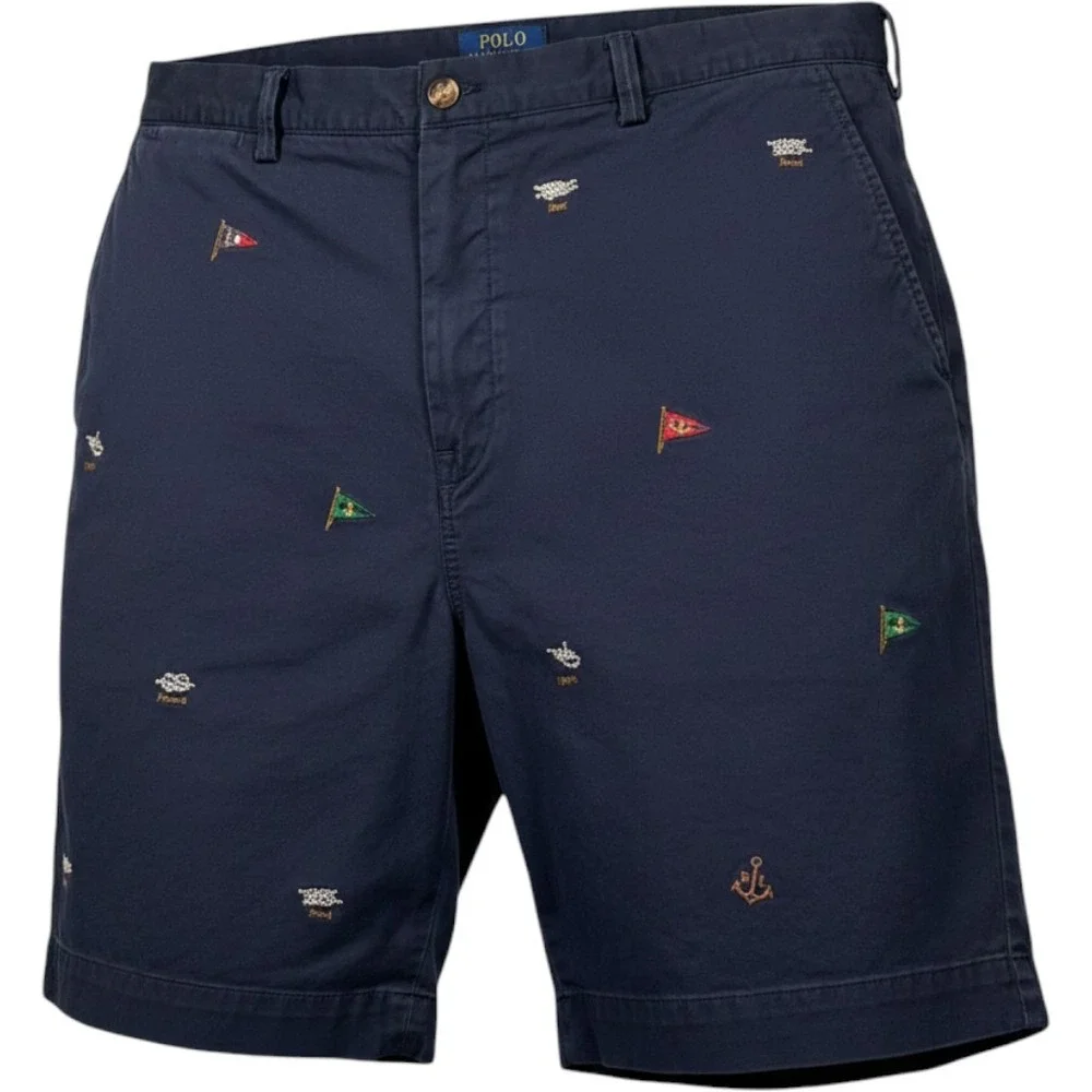 Polo Ralph Lauren Shorts Mens 40 Navy Nautical Embroidered Sailing Chino Stretch